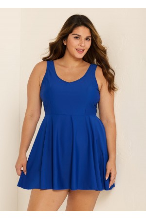 Chic U-Neck Sleeveless Sporty Swim Dress Set