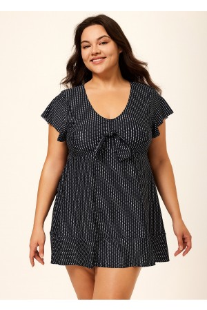 Deep V-neckline Tie Front Women Tankini Top