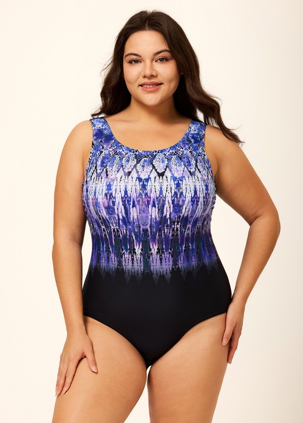 High Neck Wide Straps Women One Piece Swimsuit