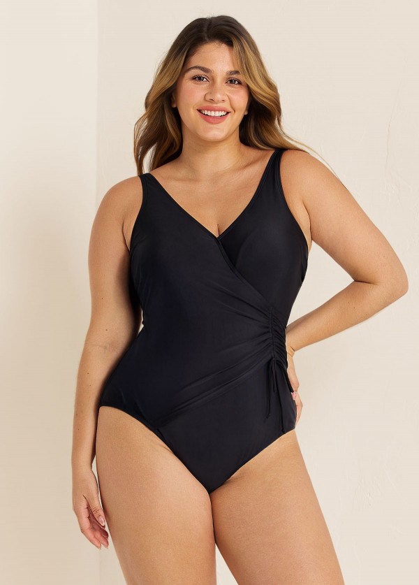 Black Side Tie Wrap 1 Piece Bathing Suits One Piece Swimsuit