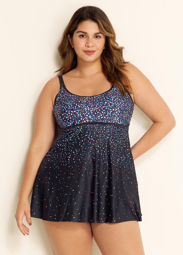 Rainbow Sprinkles Adjustable Straps Swimdress Top