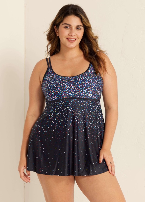 Rainbow Sprinkles Adjustable Straps Swimdress Top