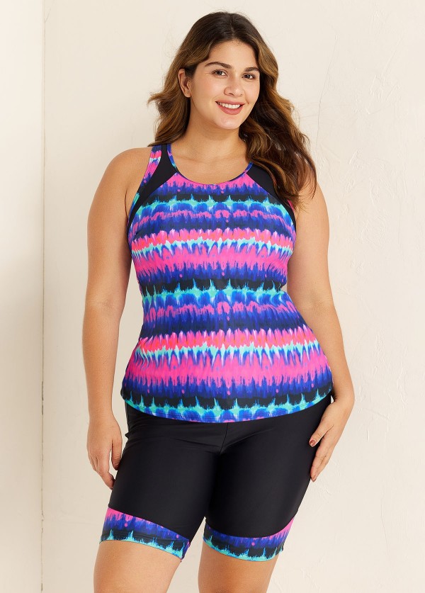 Purple Pink Ombre Sporty Racerback Tankini Set