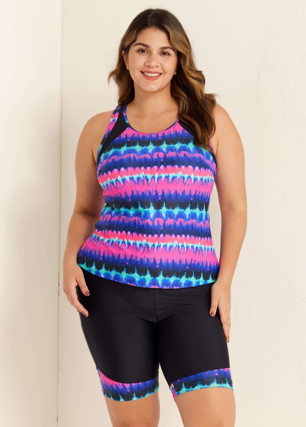 Purple Pink Ombre Sporty Racerback Tankini Set