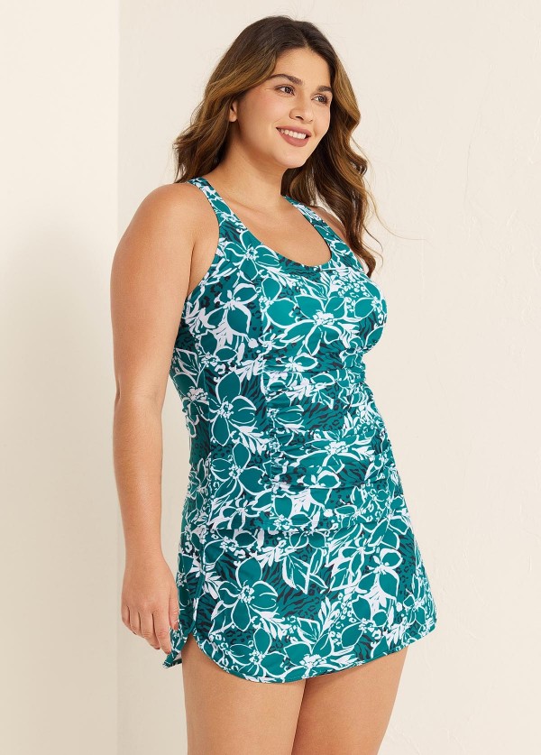 Floral Print Square Neck Women Classy Racerback Tankini Set