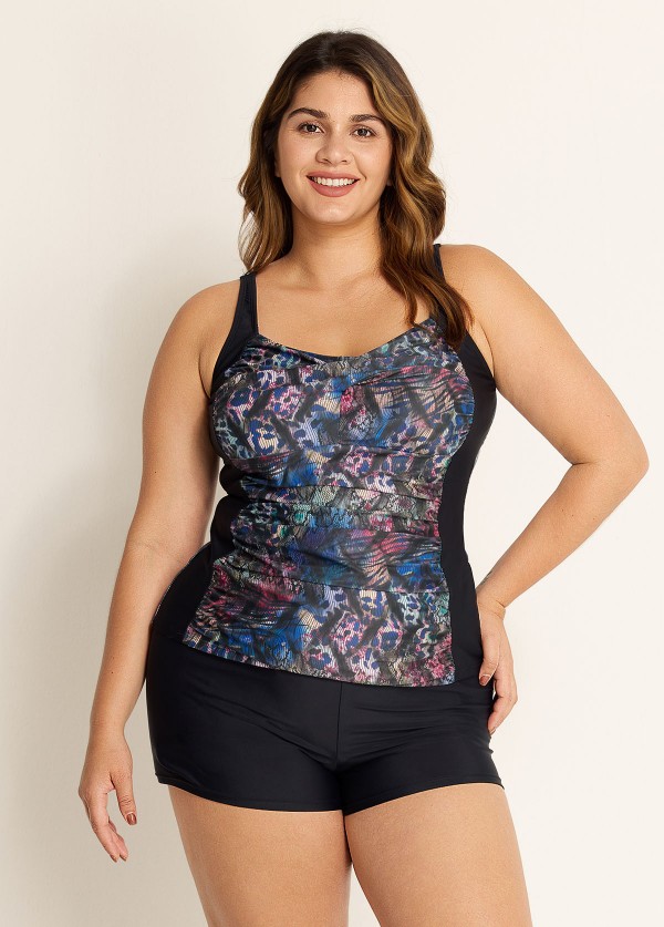 Flattering Twisted Front Ruched Tummy Control Tankini Top