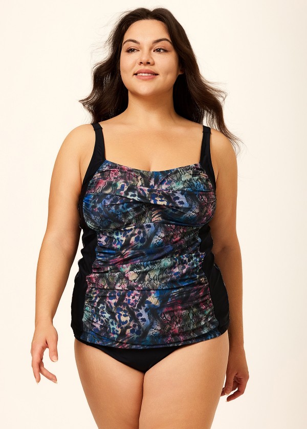 Flattering Twisted Front Ruched Tummy Control Tankini Top