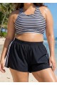 Black And White Striped Criss Cross Bikini Top