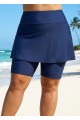Navy Blue Flared Swim Skort With Capri Leggings