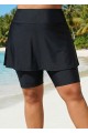 Black Flared Swim Skort With Capri Leggings
