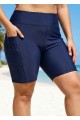 Plus Size Navy Blue  Sport Simple Swim Bottom