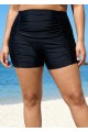 Black Plus Size High Waist Pleated Swim Bottom
