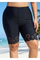 Curvy Women's Black Hollow Sport Simple Swim Short