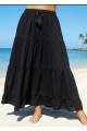 Curvy Black Drawstring Casual Beach Cover Up Dress