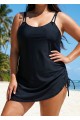 Black Ruched Tie Side Women One Piece Swimsuit