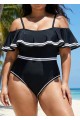Plus Size Off Shoulder Ruffles Women One Piece Swimsuit