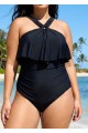 Black Square Cut Hardware One Piece Swimsuit