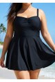 Black V Neck Ruched Plus Size Modest Swimdress Swimsuit Top