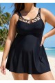 Plus Size Black Fashionable Hollow Swimdress Top