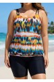 Stylish And Flattering Yellow Tie Dye Adjustable Double Straps Tankini Top