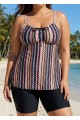 Plus Size Vintage Geometric Print Drawstring Tankini Top