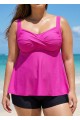 Hot Pink Twist Front Charming Tankini Top