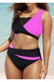 Black Pink Colorblock Hight Waist Mesh Bikini Top
