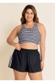Black And White Striped Criss Cross Bikini Top