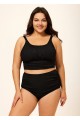 Black Puckered Halter Plus Size Modest Bikini Set