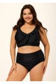 Plus Size Black With Frill Details Modest Elegant Bikini Swimsuit Top