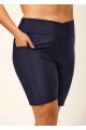 Plus Size Navy Blue  Sport Simple Swim Bottom