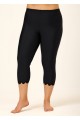 Black Plus Size Modest Women's Cropped Ruffled Swimsuit Pants