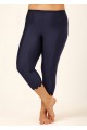 Navy Blue Plus Size Women's Cropped Ruffled Swim Pants
