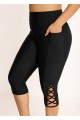 Plus Size Black High Waisted Tummy Control Side Pocket Swimsuit Bottom Swim Capri Pants
