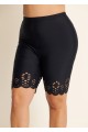 Curvy Women's Black Hollow Sport Simple Swim Short