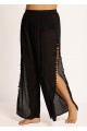 Plus Size Black Side Slits Tassel Swimsuit Cover Up Pants