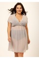 Gray V Neck Semi-Sheer Split Boho Style Cover Up