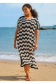 Black And White Geometric Slit Hem Cutout Swimsuit Cover Up