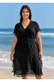 Black Weave Sleeveless Long Fringe Vacation Cover Up