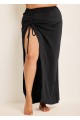 Black Drawstring Side Slit Coverup Skirt