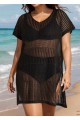 Black Plus Size Simple Side Slit Cover Up
