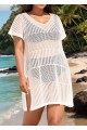 White Plus Size Simple Side Slit Cover Up