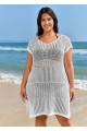 White Plus Size Simple Side Slit Cover Up