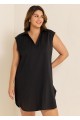 Black V Neck Sleeveless Plus Size Summer Vacation Cover Up