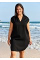 Black V Neck Sleeveless Plus Size Summer Vacation Cover Up