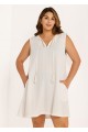 Curvy White Split Neckline Gauze Swimsuit Cover Up Shift Dress