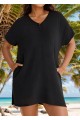 Black Button Women's Swimsuit Plus Size Bathing Suit Cover Up