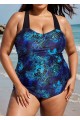 Plus Size Green Floral Sarong Swimwear Bathing Suits One Piece Swimsuit