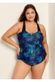 Plus Size Green Floral Sarong Swimwear Bathing Suits One Piece Swimsuit
