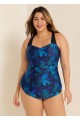 Plus Size Green Floral Sarong Swimwear Bathing Suits One Piece Swimsuit